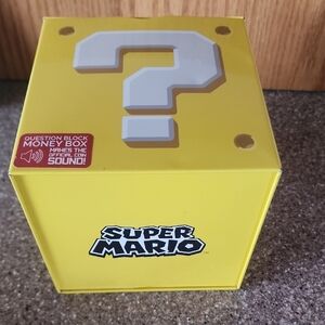 Super Mario Yellow Question Block Money Metal Coin Bank.